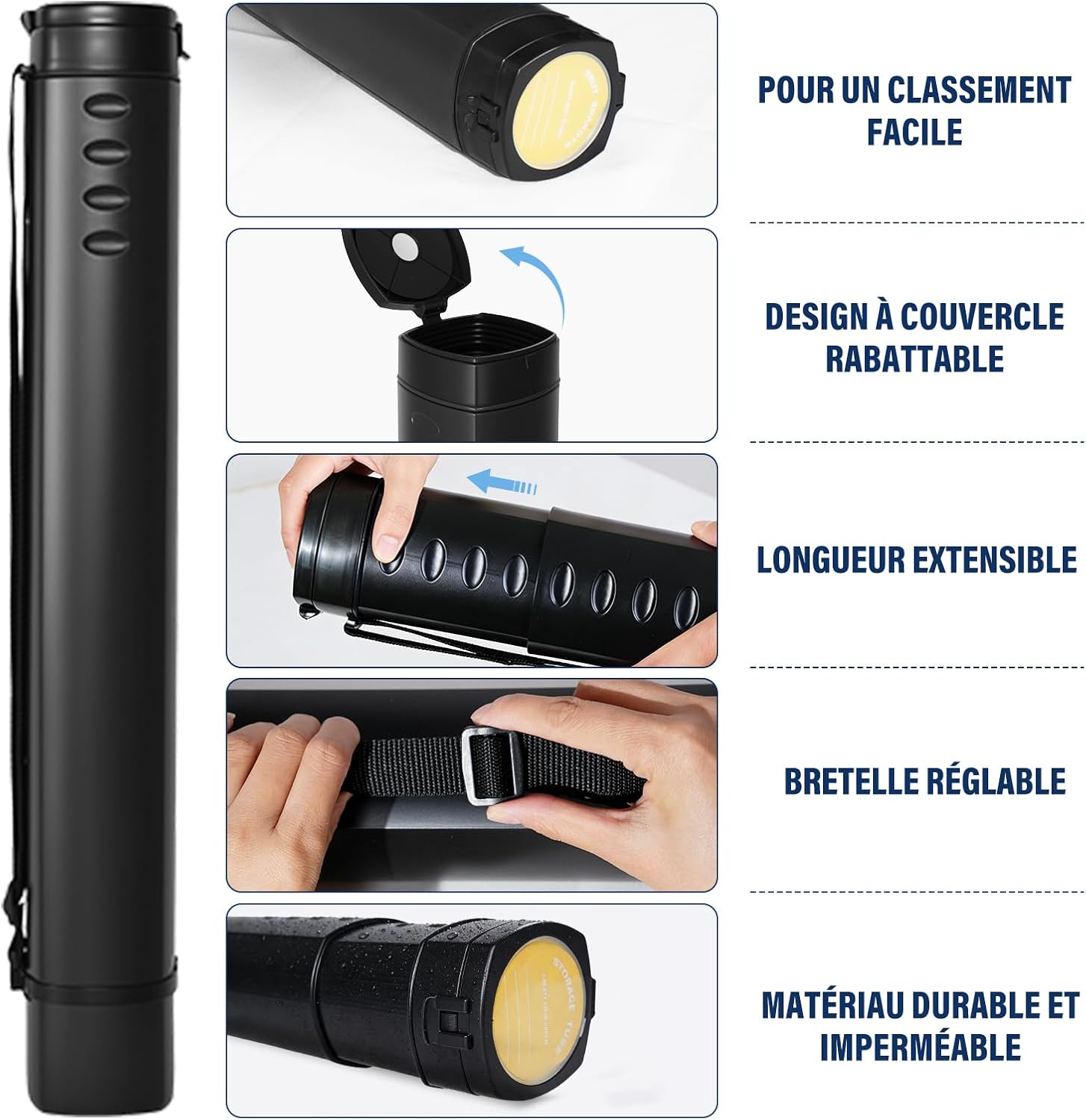 Detalle de DEWEL R0711-CEA-FT-FR telescopische posterrol, 62–107 cm, zwart