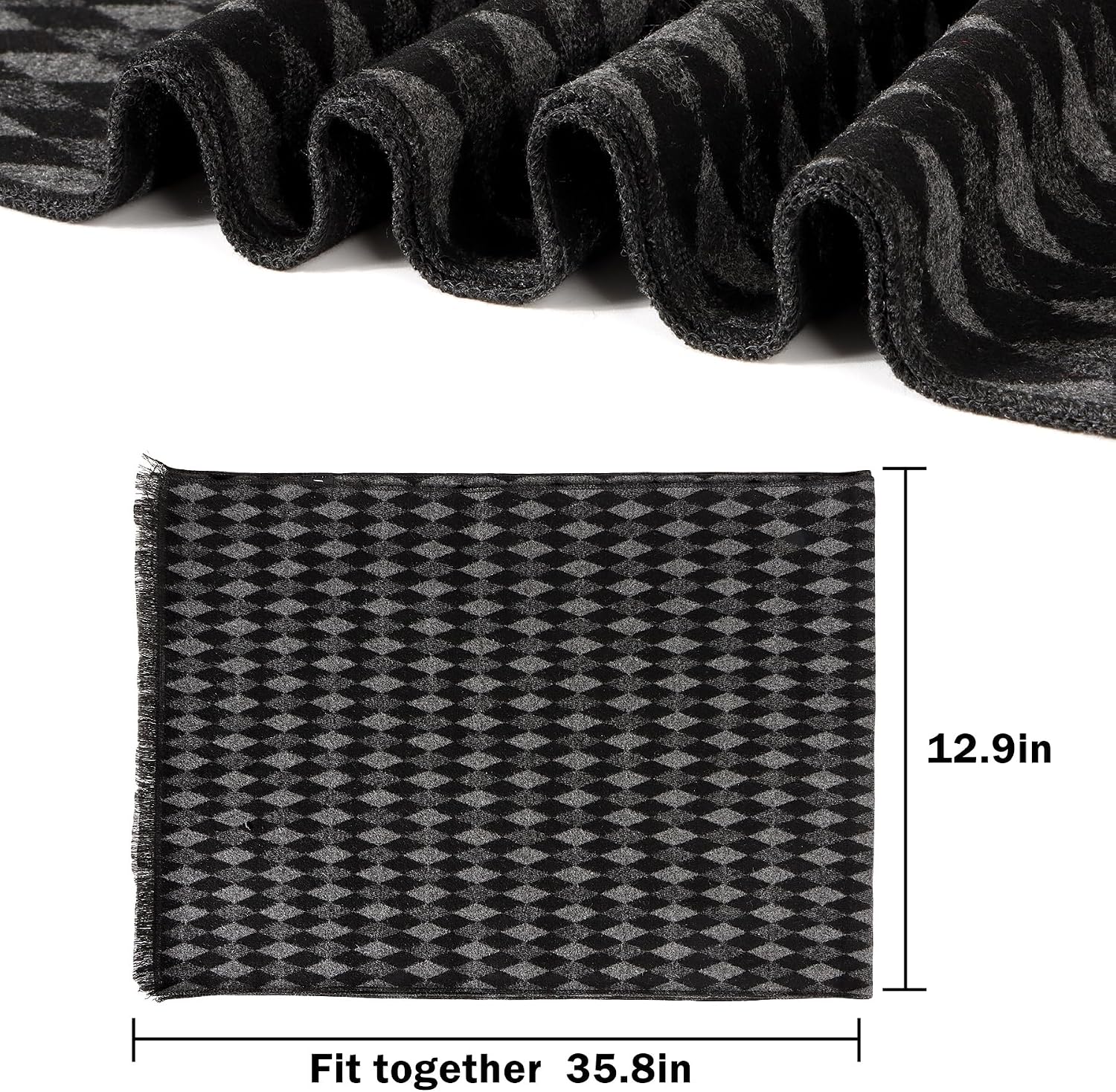 Detalle de Lamca Men’s Cashmere-Like Soft Winter Scarf (180 x 33 cm) – warm, lightweight and classic check design
