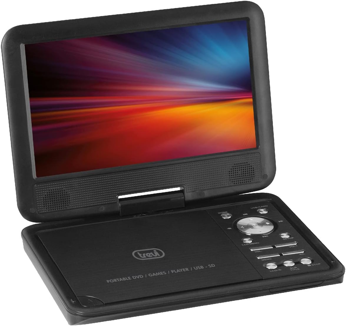 Detalle 2 de Trevi PDX 1409 S2: Lettore DVD Portatile da 9" con Schermo Rotante, USB/SD e Gamepad