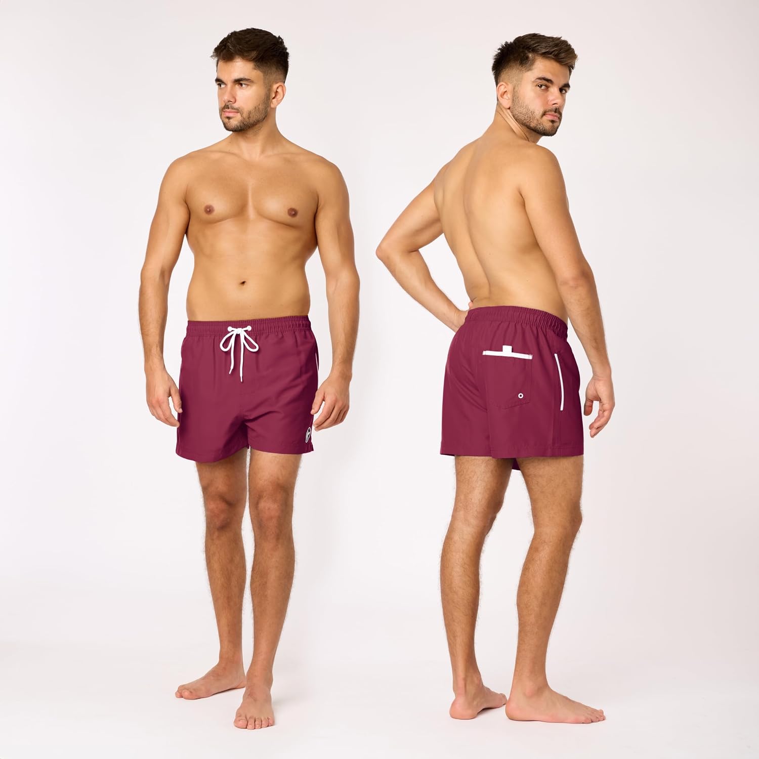 Detalle de Ladeheid Costume da bagno uomo extra corto con taschino e coulisse regolabile, fodera in rete
