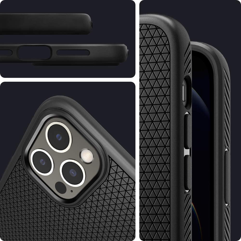 Detalle de Spigen Liquid Air pour iPhone 12 Pro Max – coque noire mat
