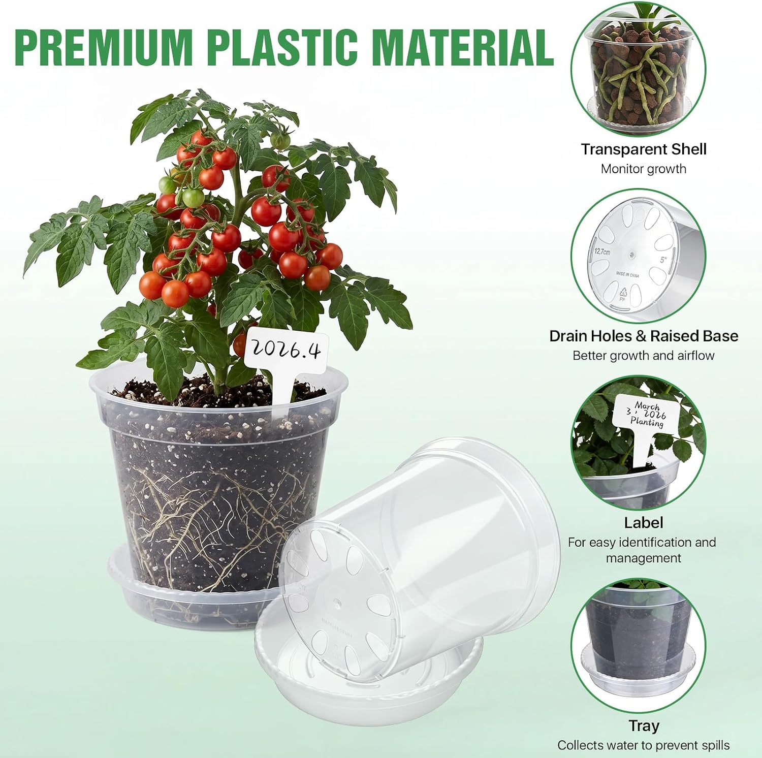 Detalle de Clear Nursery Pots, 5-inch