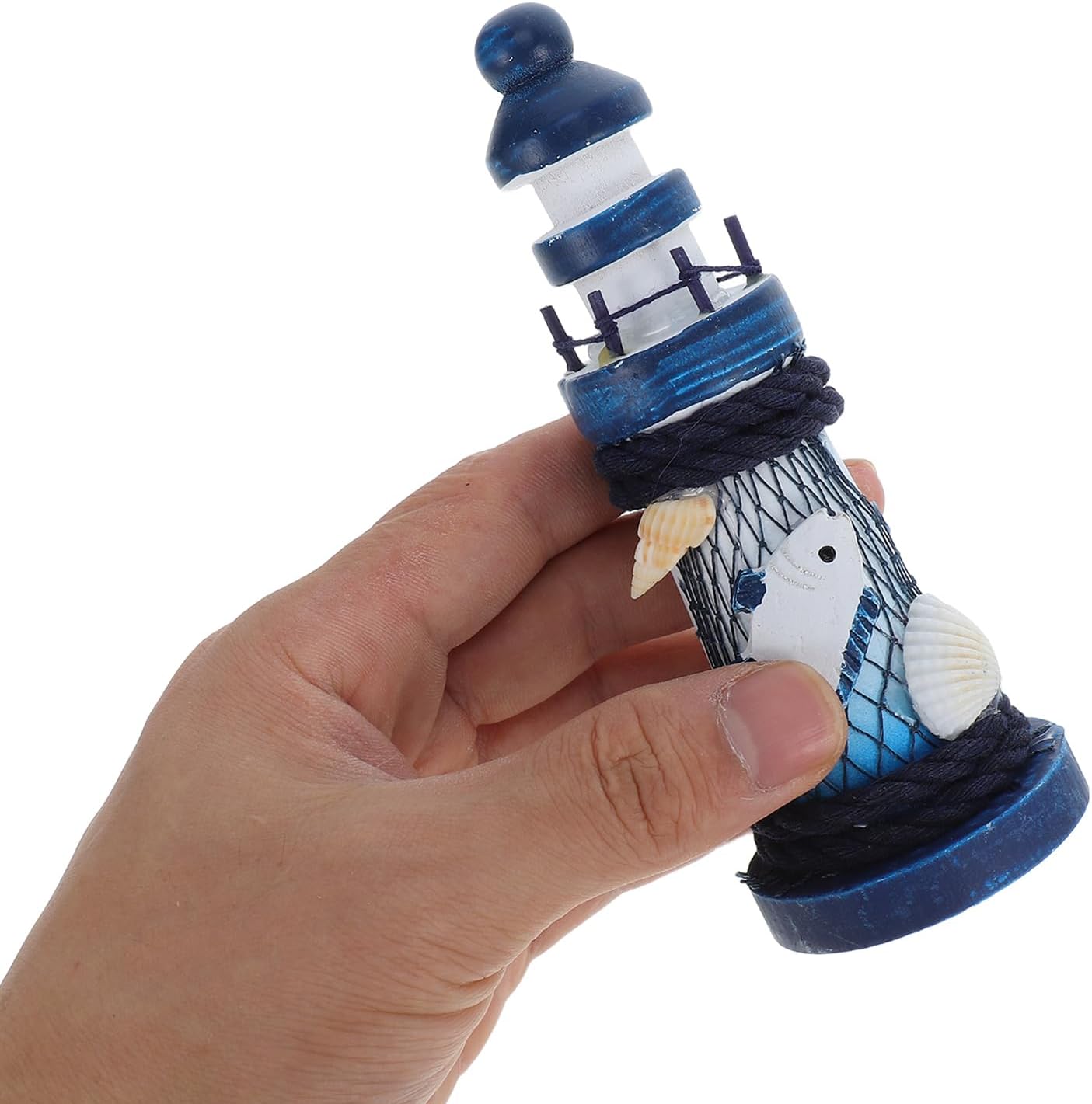 Thumbnail 4 de UKCOCO Mini-Leuchtturm Deko aus Holz-Optik (Set mit 4) im mediterranen Stil – 13 x 5 x 5 cm