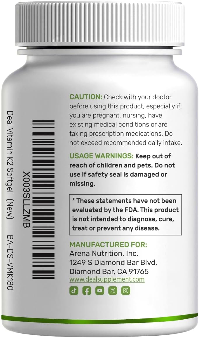 Detalle 2 de DEAL SUPPLEMENT Vitamin K2 Softgels, 240 Count