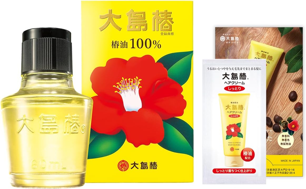 Detalle de 大島椿 60mL 椿油100%ヘアオイル 無香料・無着色、髪・頭皮・肌に使える