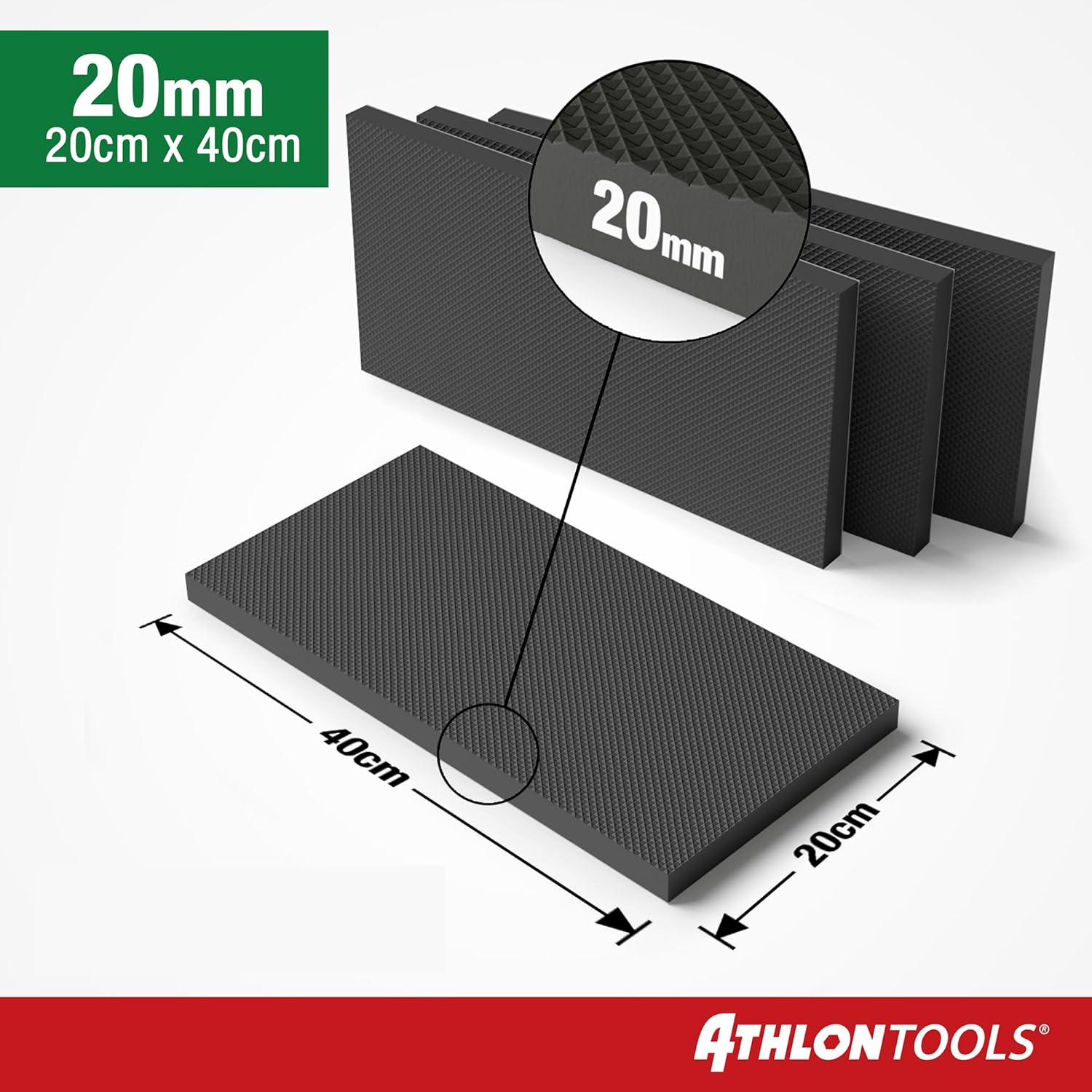Detalle 2 de ATHLON TOOLS 4X MaxProtect Premium Garagen-Wandschutz selbstklebend (je 40 × 20 × 2,0 cm) – Türkantenschutz, Schwarz
