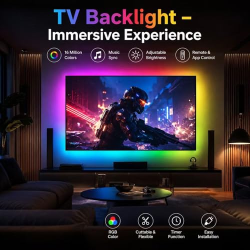 Thumbnail 1 de Shalaker LED Strip Lights for Bedroom (10M) – RGB Colour Changing with Bluetooth App, Remote, Music Sync and Timer