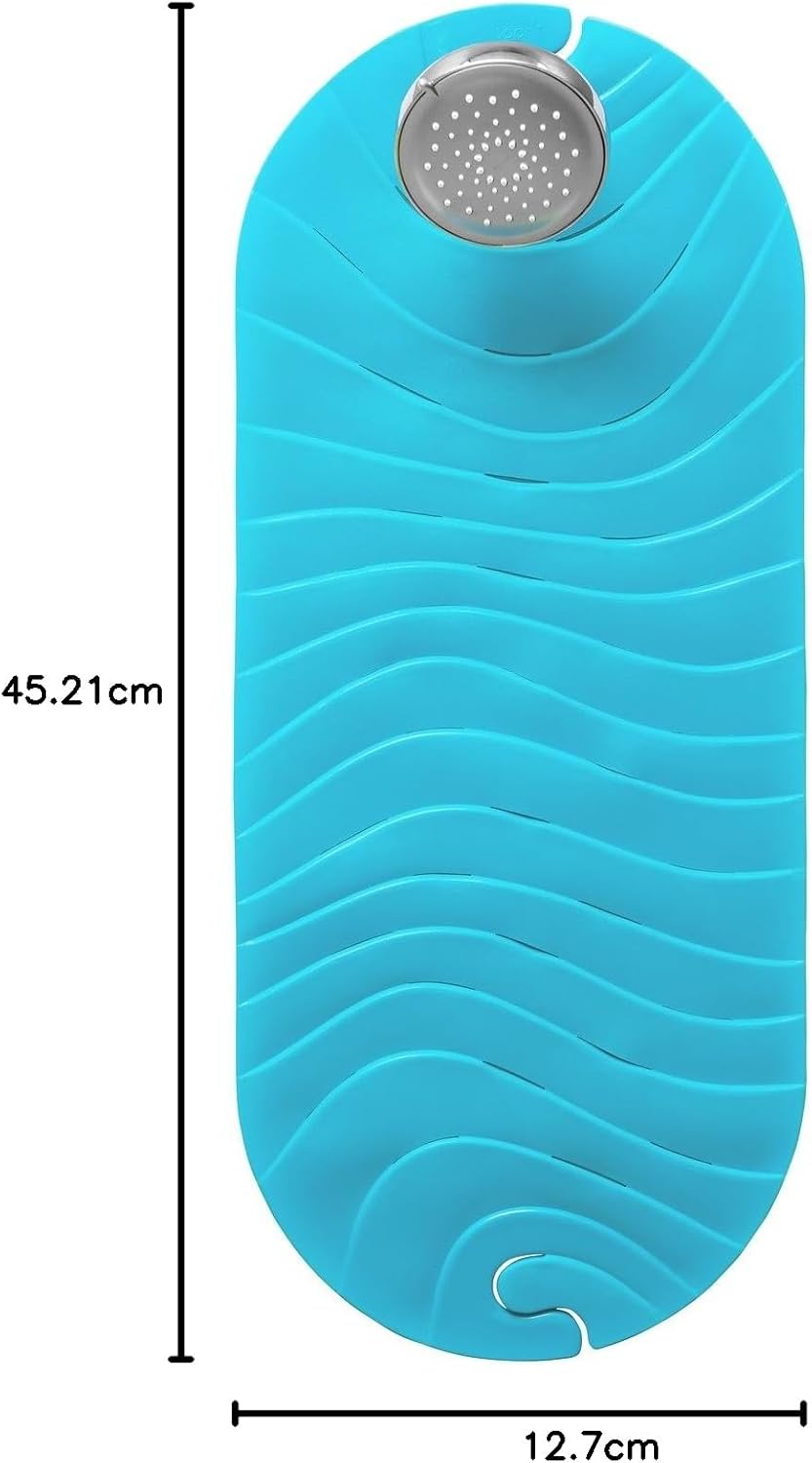 Thumbnail 6 de Boon RIPPLE textured non-slip baby bath tub mat with hanging hook and drain holes (Blue) – B11192