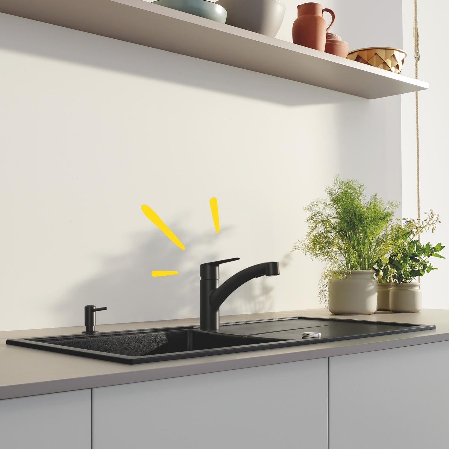 Thumbnail 2 de GROHE Start Mitigeur Monocommande Évier Noir Mat – Douchette Extractible, Bec Bas, Rotation 90°, QuickMount