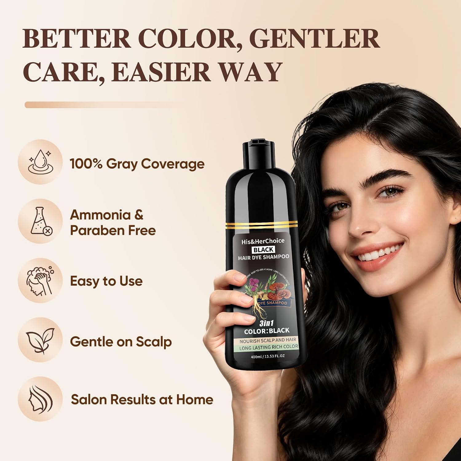 Detalle de Black Hair Dye Shampoo