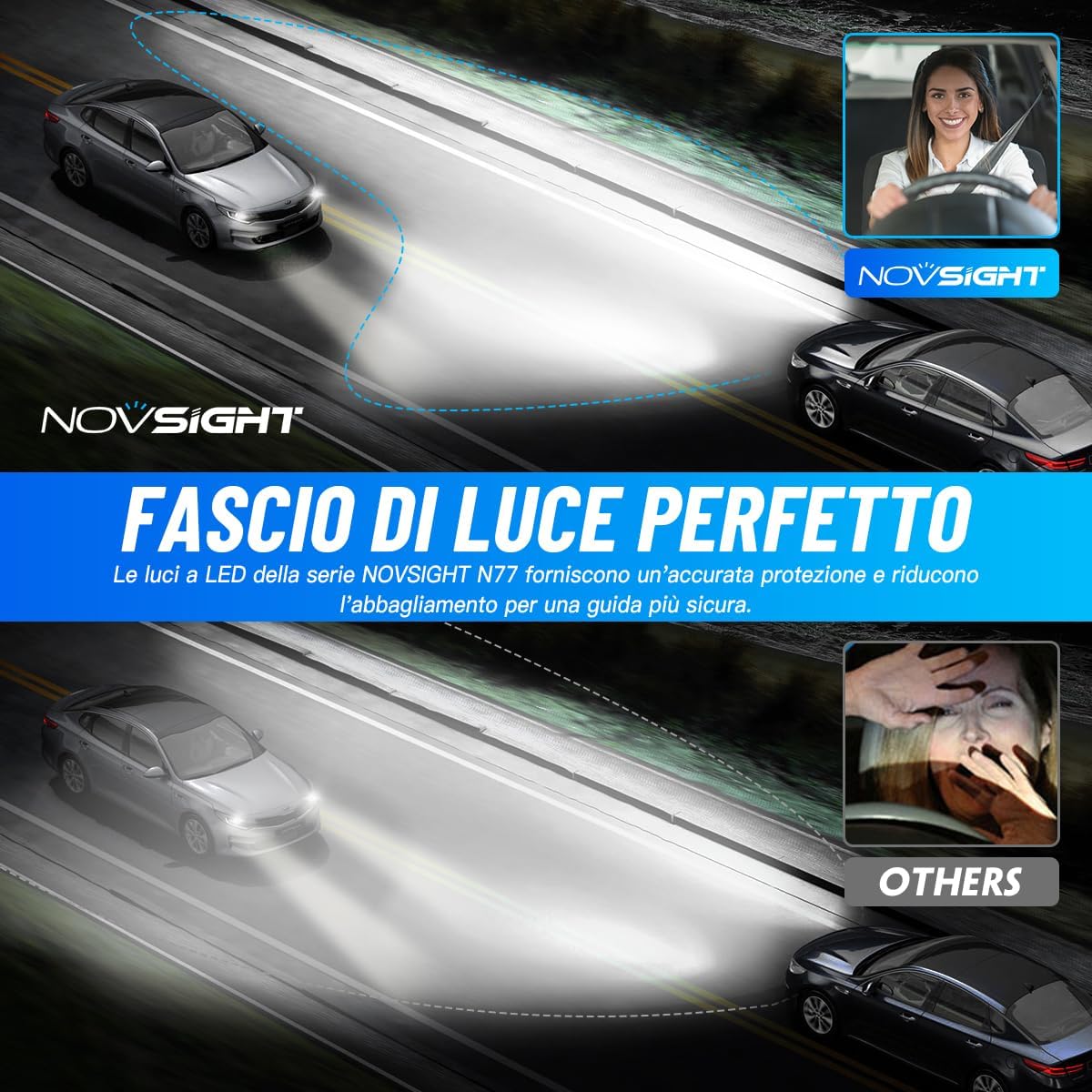 Thumbnail 5 de NOVSIGHT ampoules LED H7 1:1 (kit de conversion, 2 pièces) 6500K