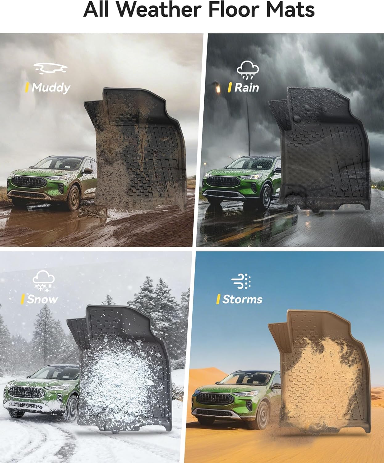 Detalle 2 de 3W Floor Mats for Ford Kuga (2019–2026) with Fuel-Power: All Weather, Heavy-Duty Floor Liner