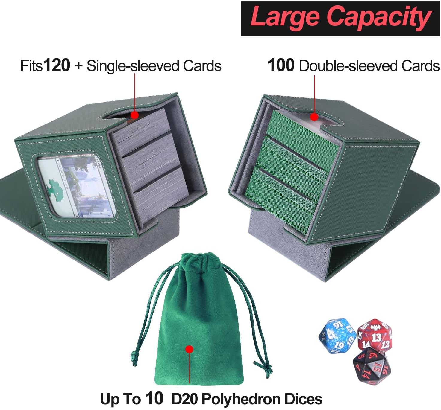 Thumbnail 2 de AFIING MTG Deck Box for Commander Display – Holds 100 Double-Sleeved Cards with Dividers