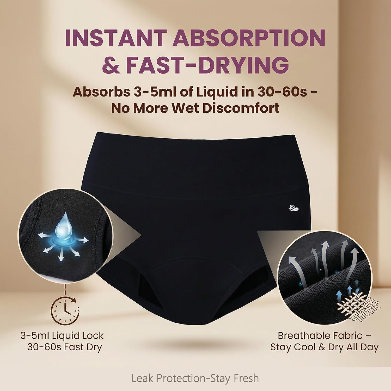 Thumbnail 5 de Incontinence Pants for Women Washable, Leakproof High-Waisted Period Underwear (4XL) – 3Pack