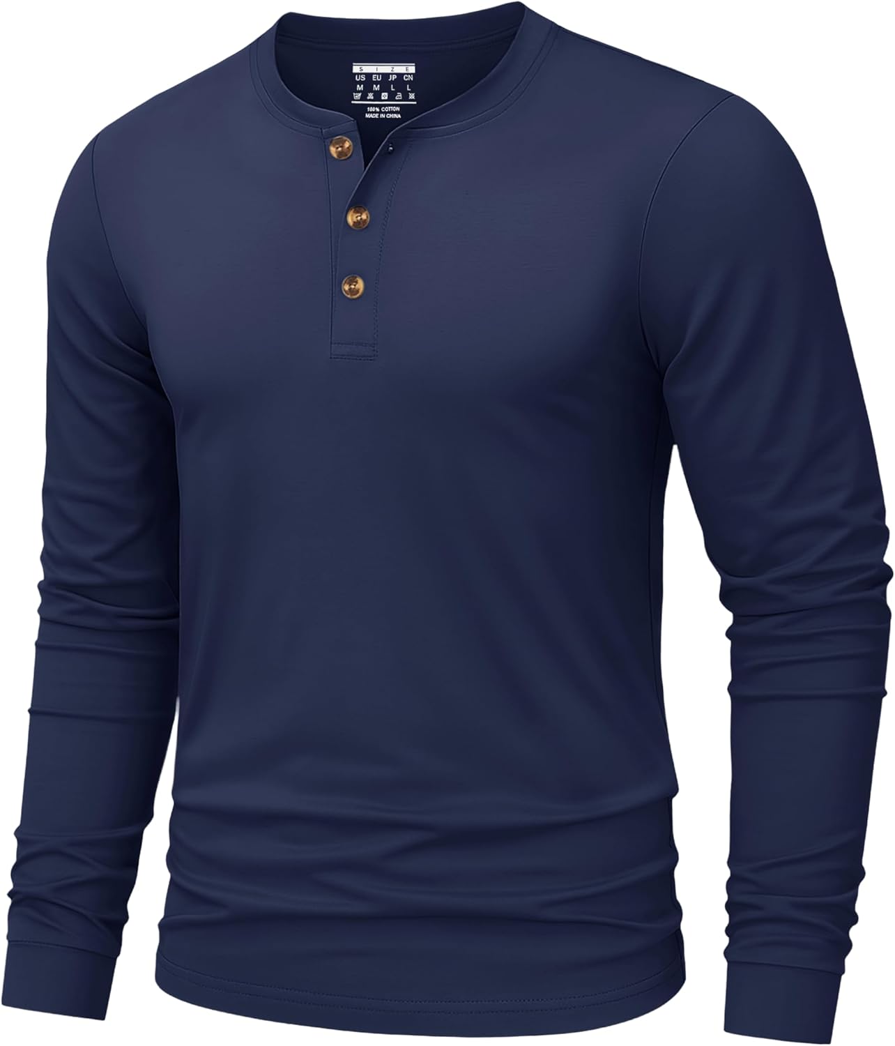 Thumbnail 6 de TACVASEN Herren Henley-Shirt aus Baumwolle mit Knopfleiste und Langarm (Regular Fit)