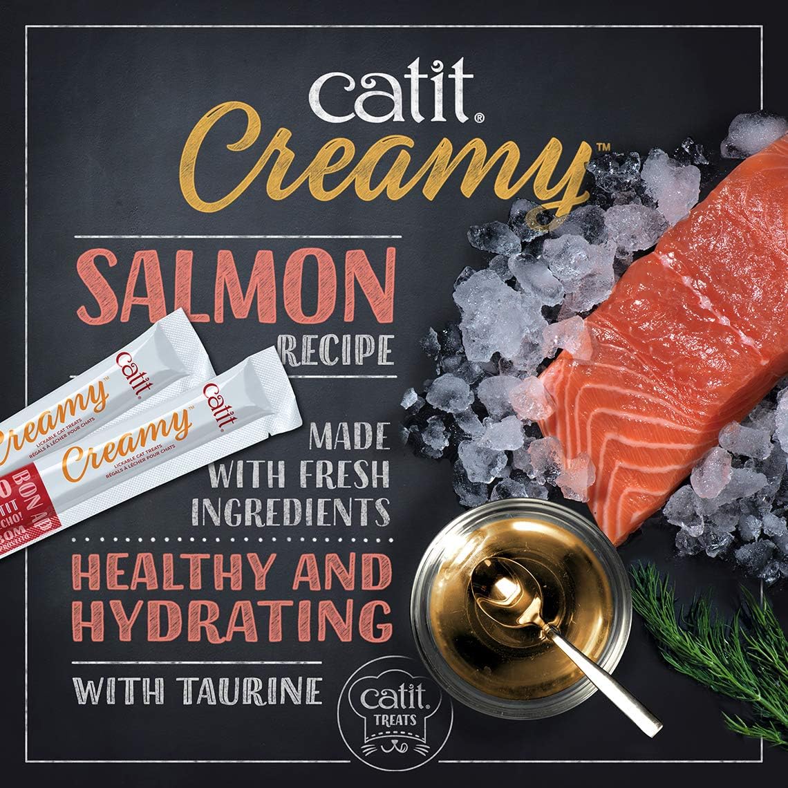 Detalle de Catit Creamy Pâte à lécher Hydratante pour Chat – Poulet et Agneau, 50 x 10 g