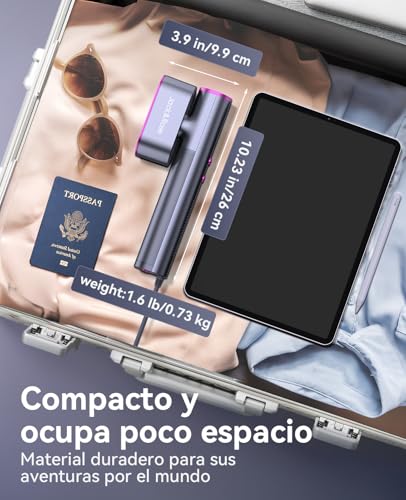 Detalle de Plancha de vapor de viaje Jack & Rose: voltaje mundial, calentamiento en 15 s y 3 modos de planchado