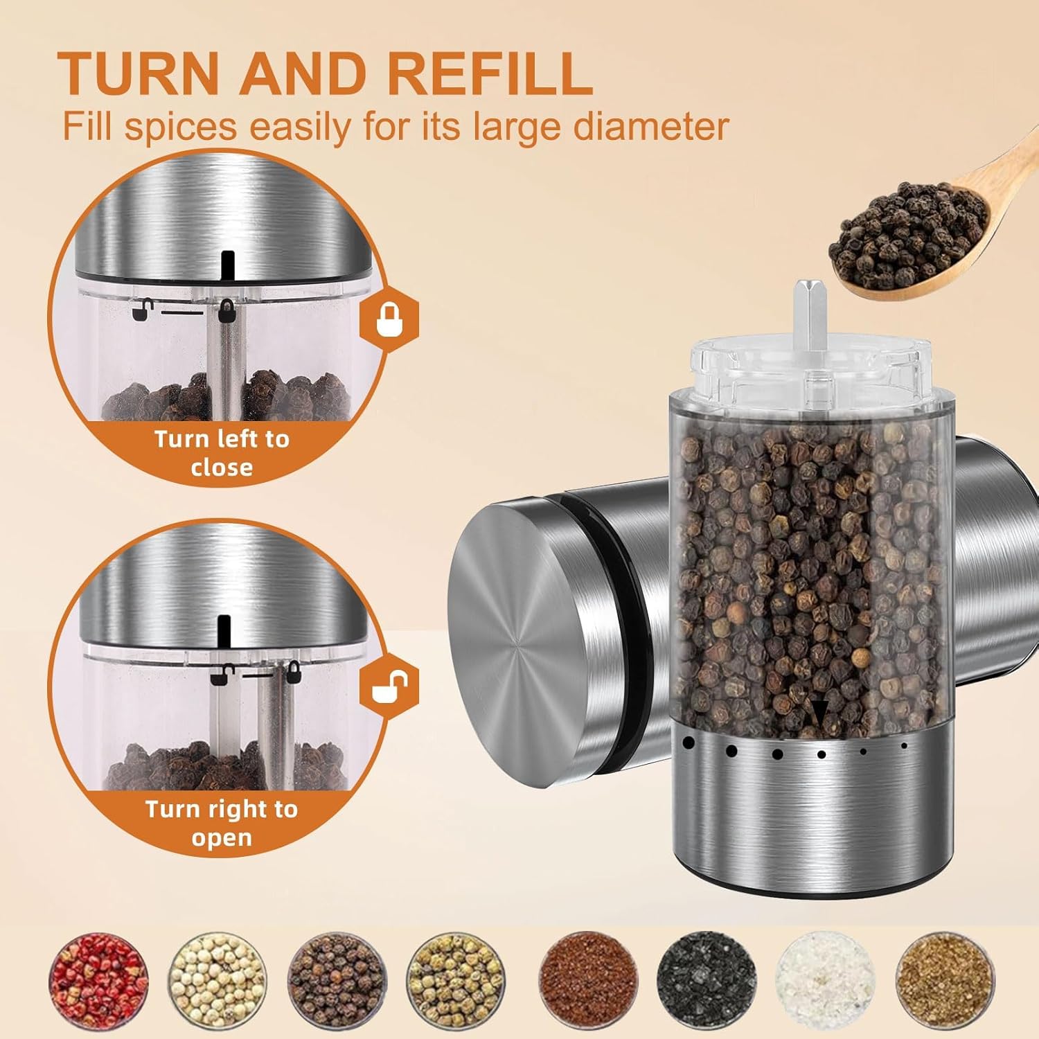 Thumbnail 4 de Electric Salt and Pepper Grinder Set with USB-C Rechargeable Power