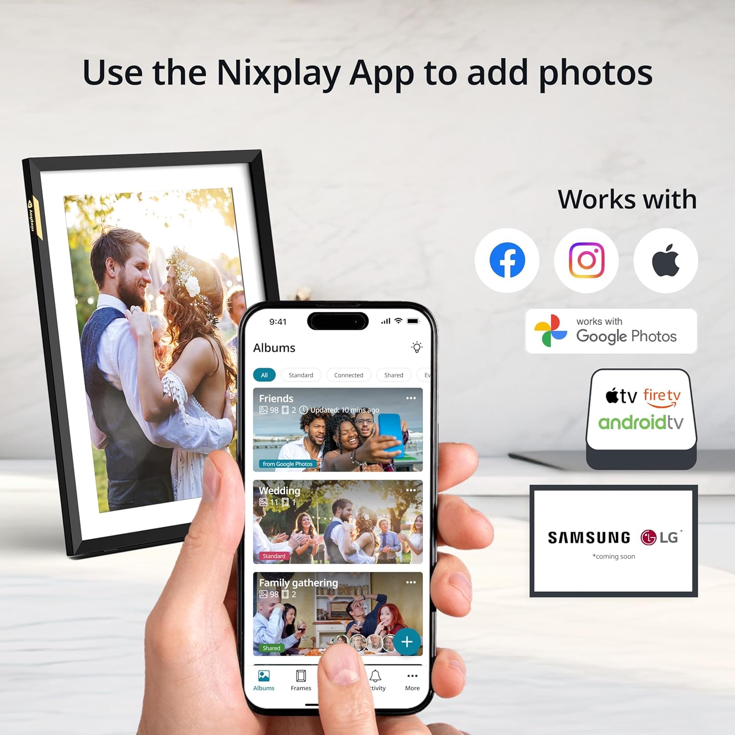 Thumbnail 4 de Nixplay 10.1" HD Digital Picture Frame with Wi‑Fi, Auto‑Rotation, and Email/App Sharing
