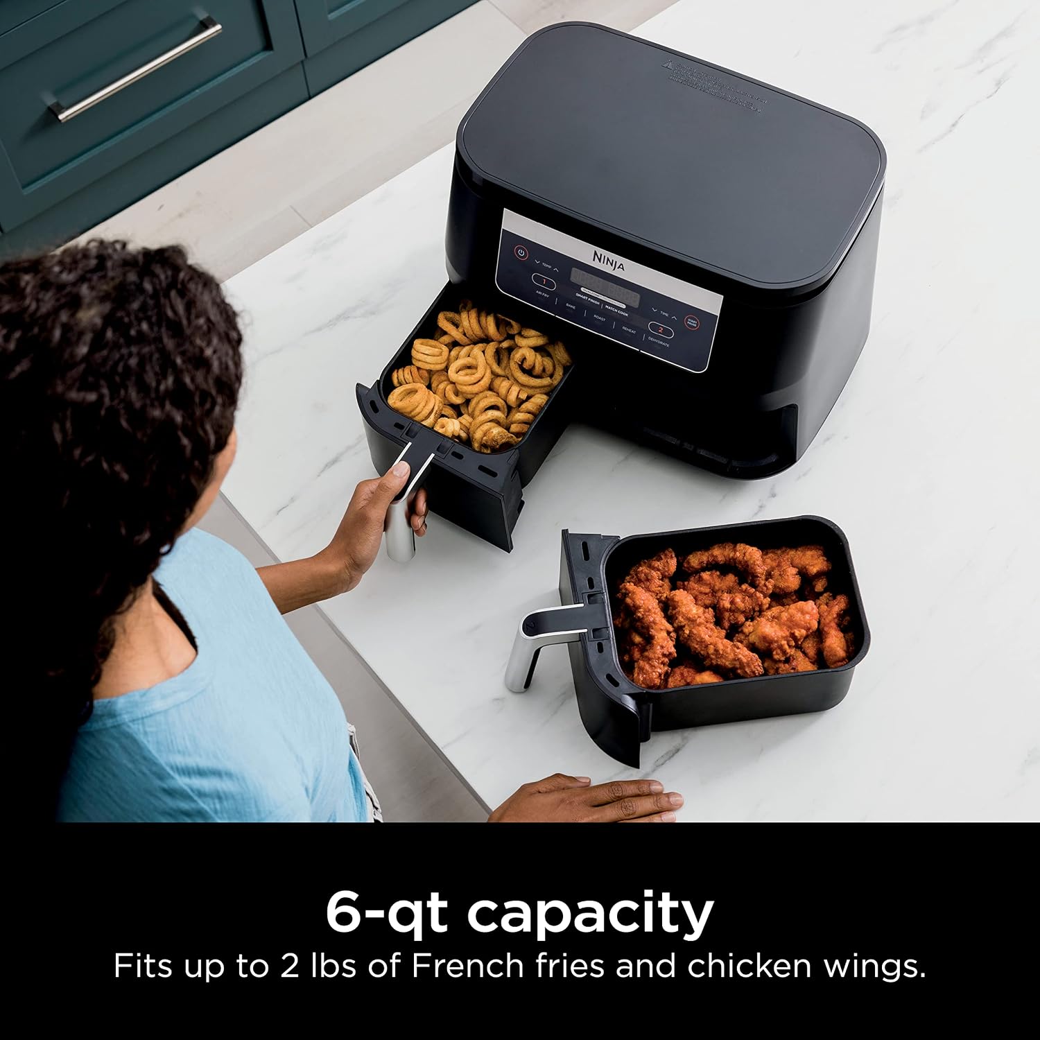 Detalle 2 de Ninja Foodi DZ090C 5-in-1 6-qt Dual-Basket Air Fryer with DualZone Technology