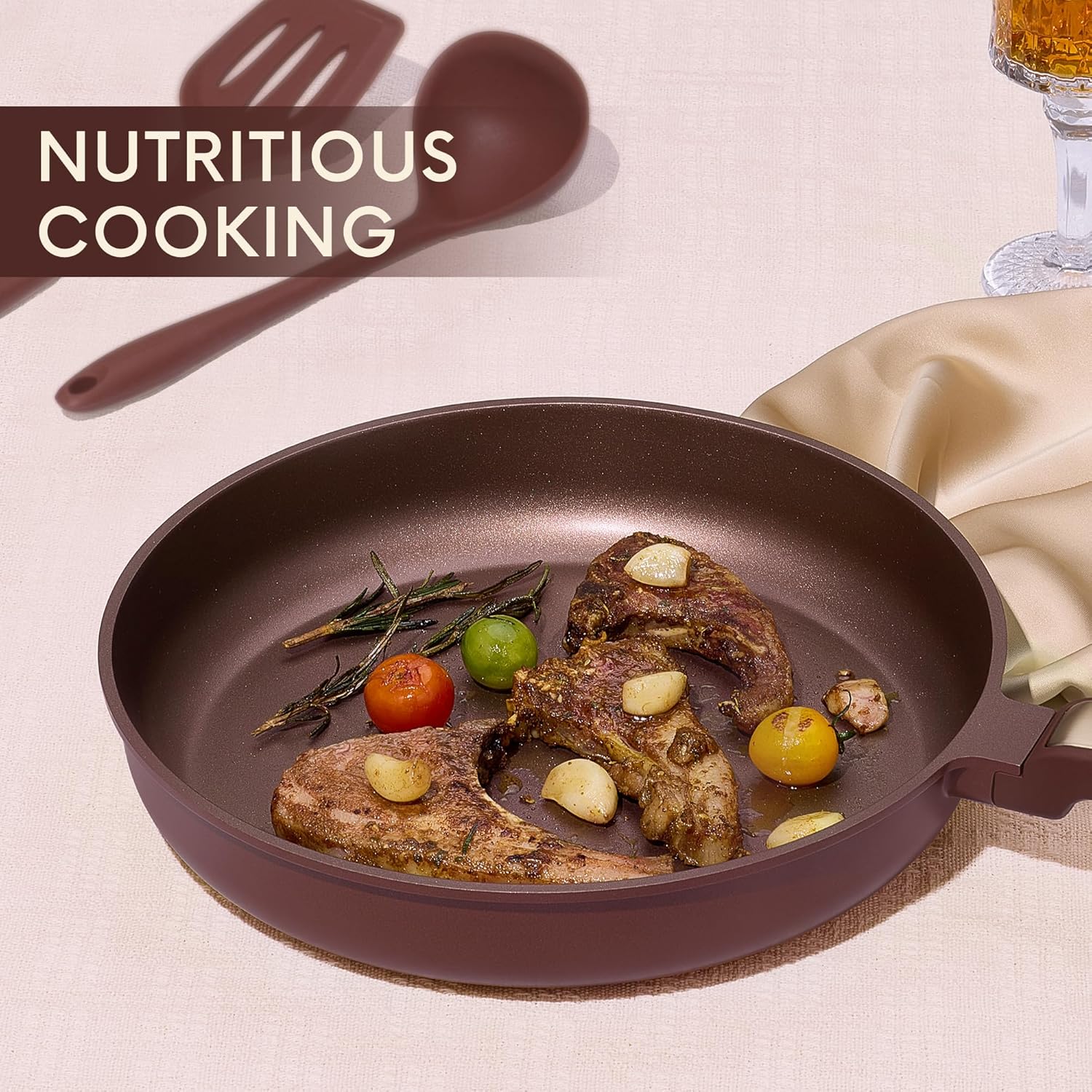 Thumbnail 5 de CAROTE Nonstick Pots and Pans Set (16-Piece) in Wine Red