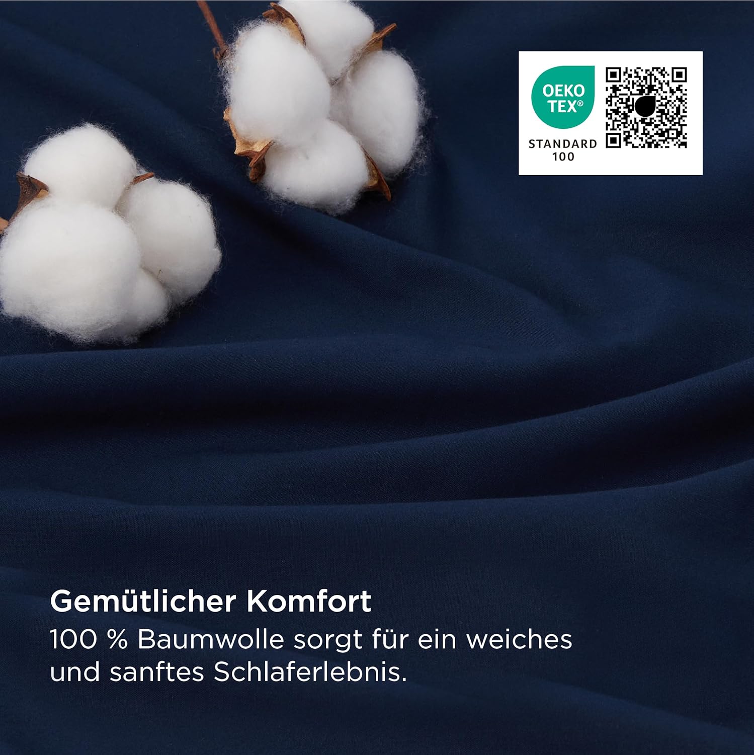 Thumbnail 3 de BEDSURE Bettwäsche 220x240 Blau Grau – 100% Baumwolle, Reversibel, 3-teilig (2 Kissenbezüge 80x80) mit Reißverschluss