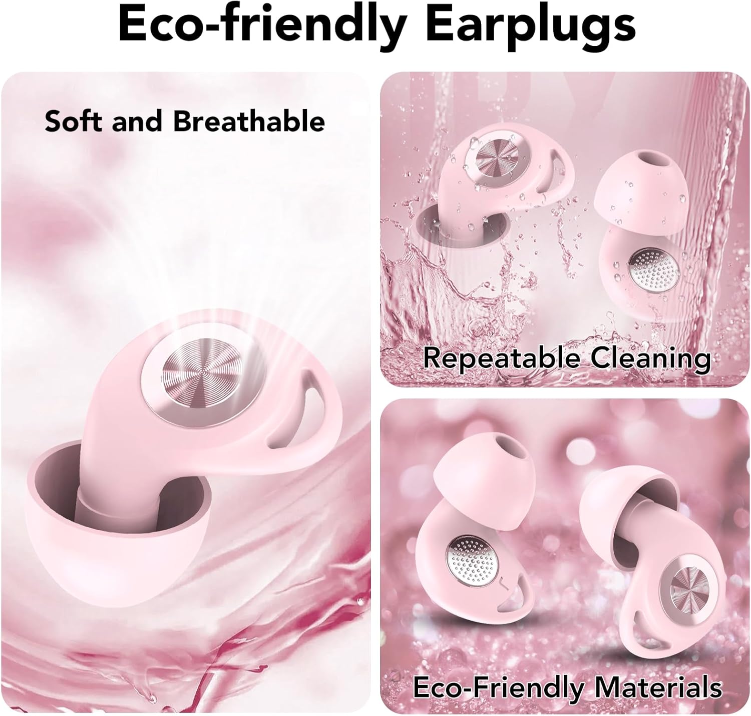 Detalle de Bouchons d'oreille pour dormir – 8 paires en silicone flexible, réduction jusqu'à 45 dB