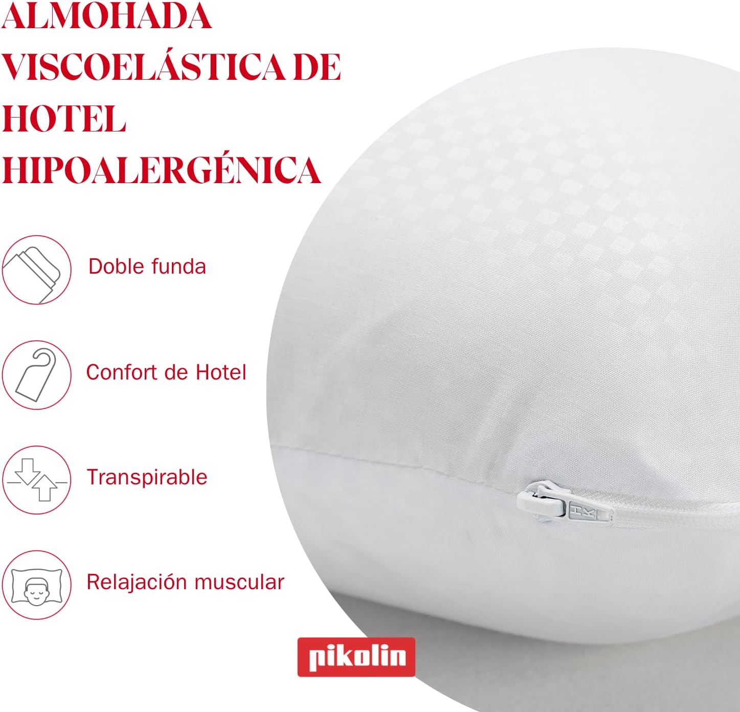 Thumbnail 1 de Pikolin Home - Almohada Viscoelástica 105 cm 🛏️ Suave y Firme