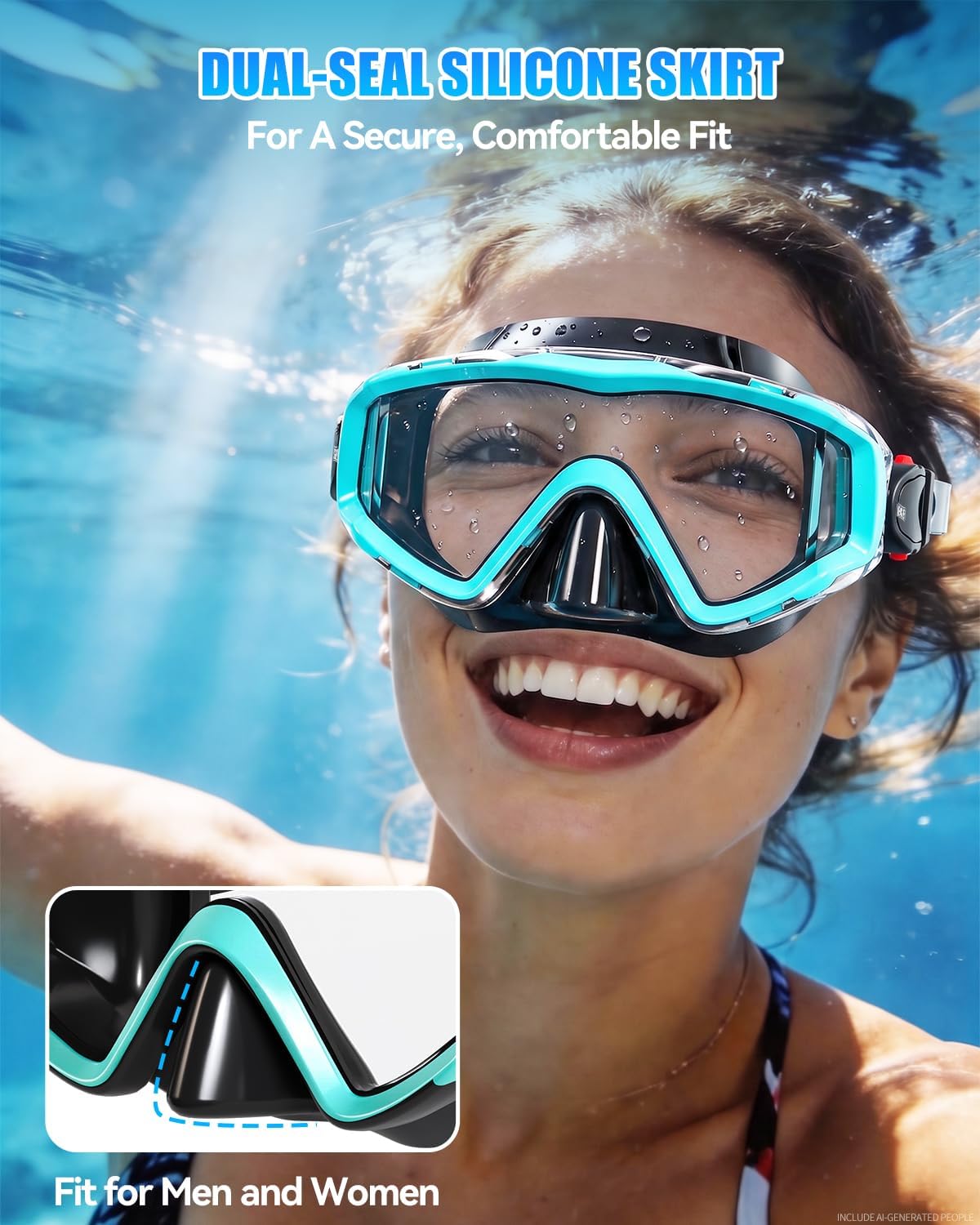 Detalle de Aegend Swim Goggles for Adults and Kids — 220° Panoramic View, Anti-Fog, UV Protection
