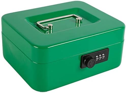 Detalle de xydled XYD-QX-CL-M-8016 Medium Steel Cash Box, Green, Combination Lock
