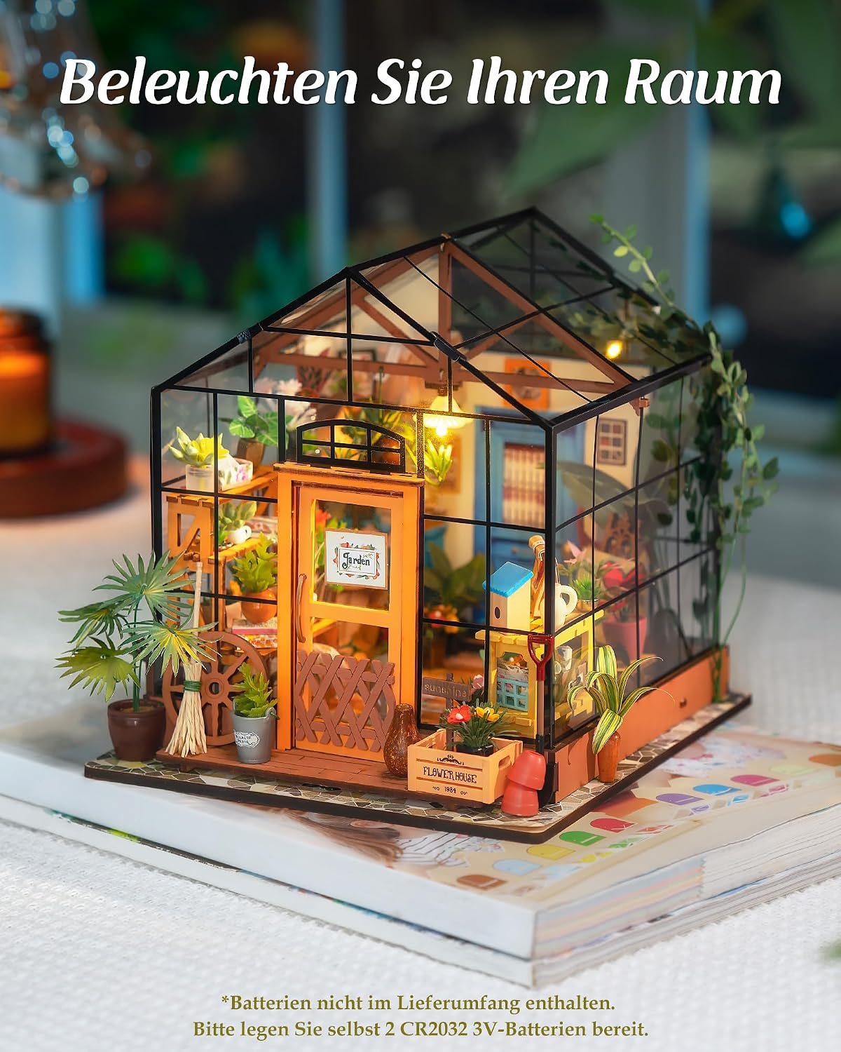 Detalle 2 de ROBOTIME Gewächshaus DIY Miniatur Haus 1:24