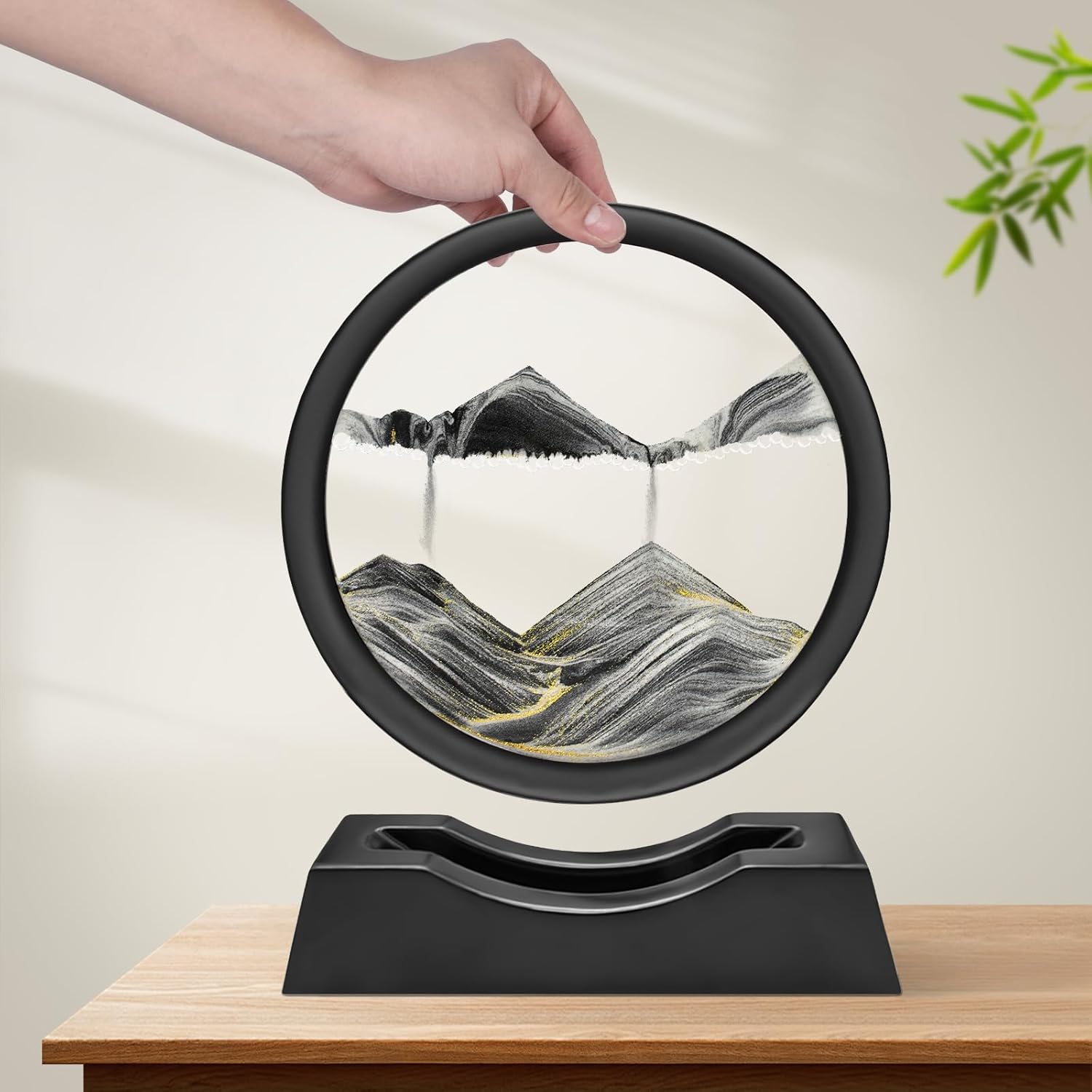 Thumbnail 1 de Wai Danie quadro di sabbia dinamica 3D “hourglass” da 7" (nero) – pittura di sabbia che scorre