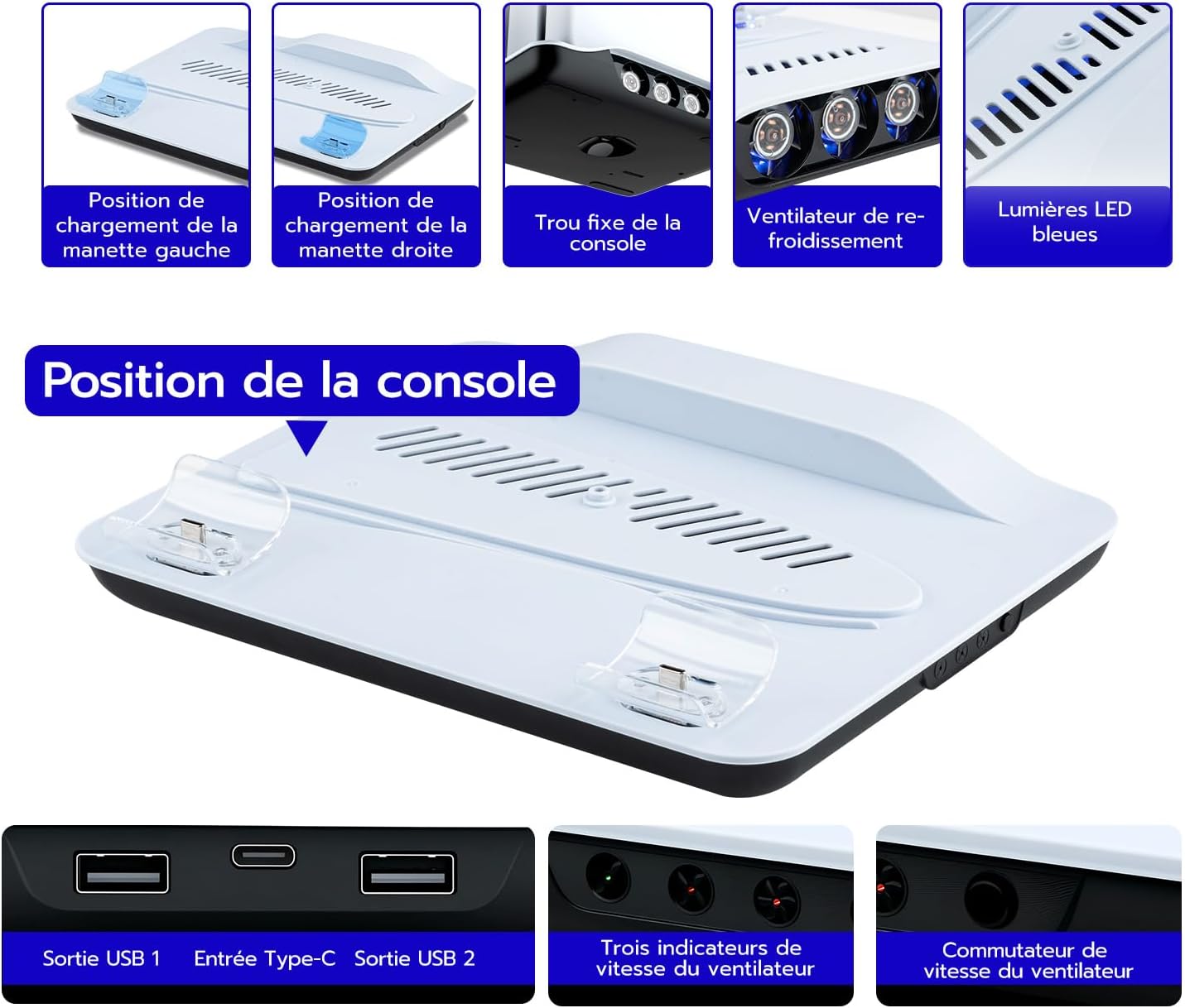 Detalle 2 de Wigearss PS5 Ventilateur 3 vitesses