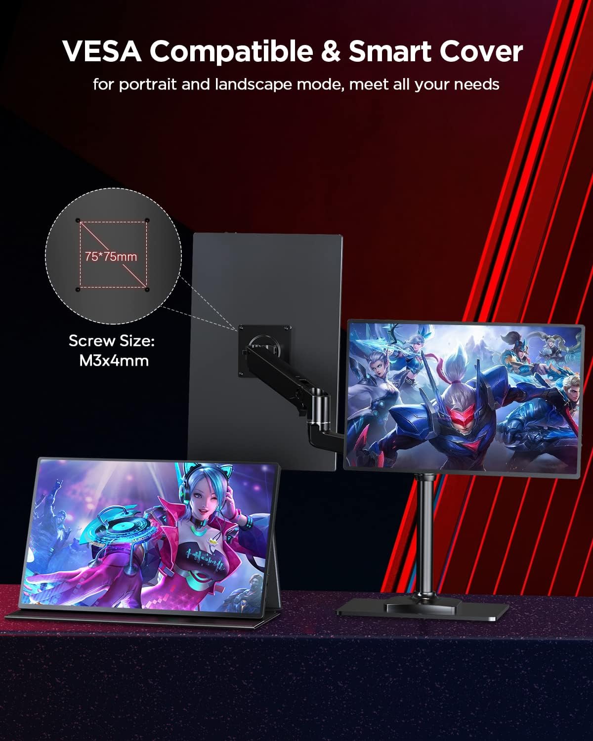 Detalle de UPERFECT 2K 144Hz QLED da 16 pollici portatile con USB-C e mini HDMI (VESA)