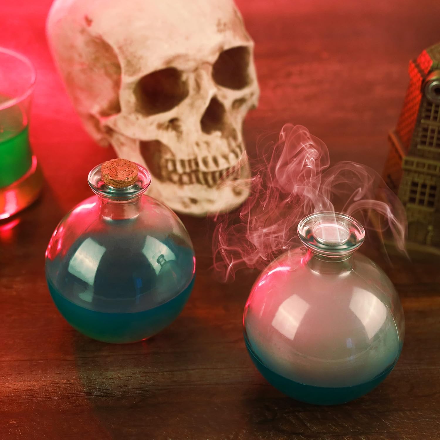 Detalle de BELLE VOUS Spherical Glass Bottles 240ml Jar with Cork Stopper