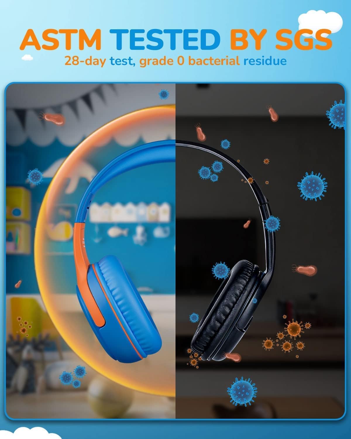 Thumbnail 2 de awatrue Kids Headphones Wired Headset with Microphone (OrangeBlue+BlueGreen)