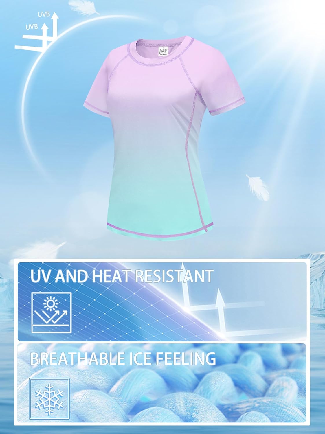 Detalle de ANGEL CITIZ Maglia da Bagno Donna – Rash Guard UPF 50+ e asciugatura rapida, taglie S-XXL