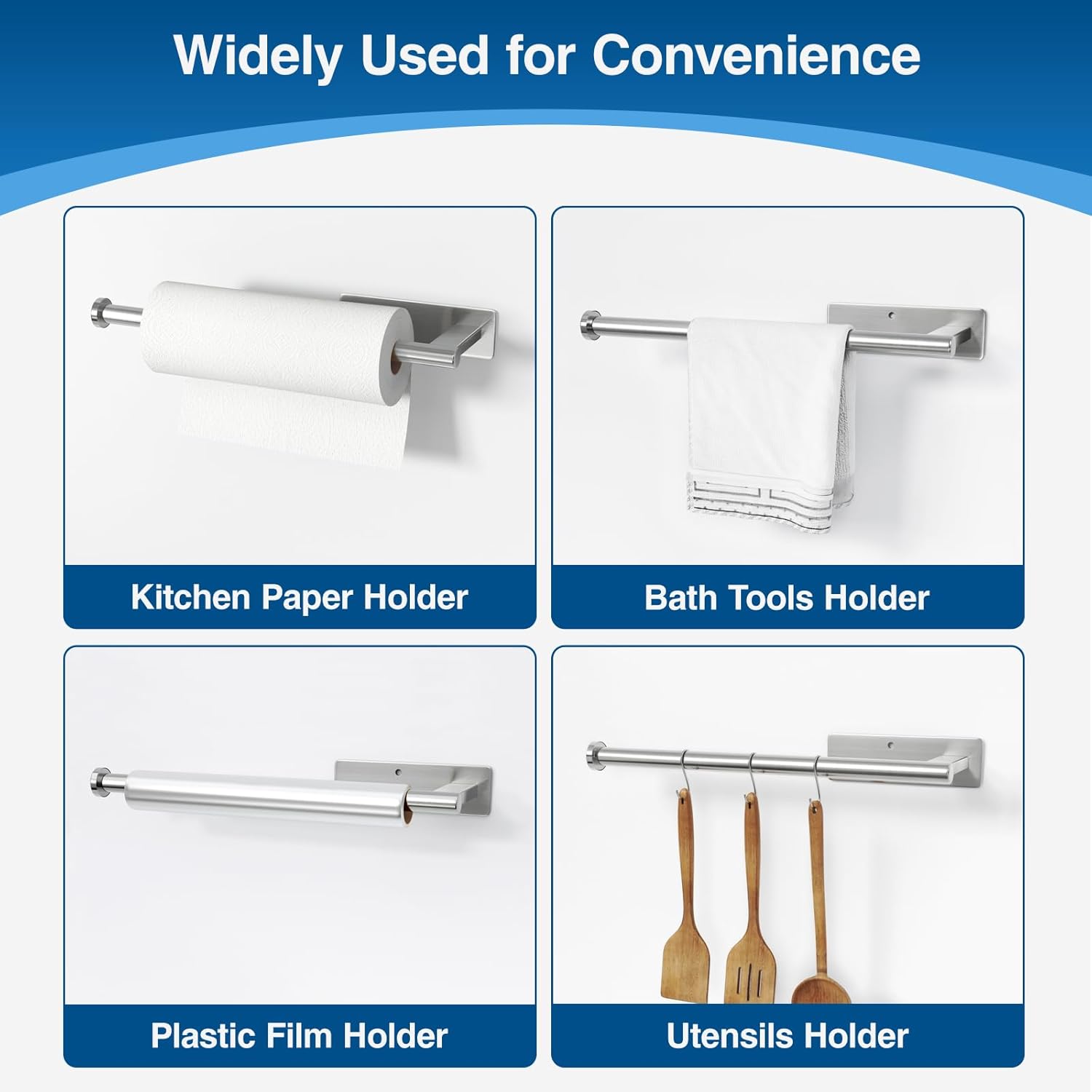 Thumbnail 5 de susswiff Under Cabinet Paper Towel Holder (Stainless Steel) – Self-Adhesive or Drilling Wall Mount