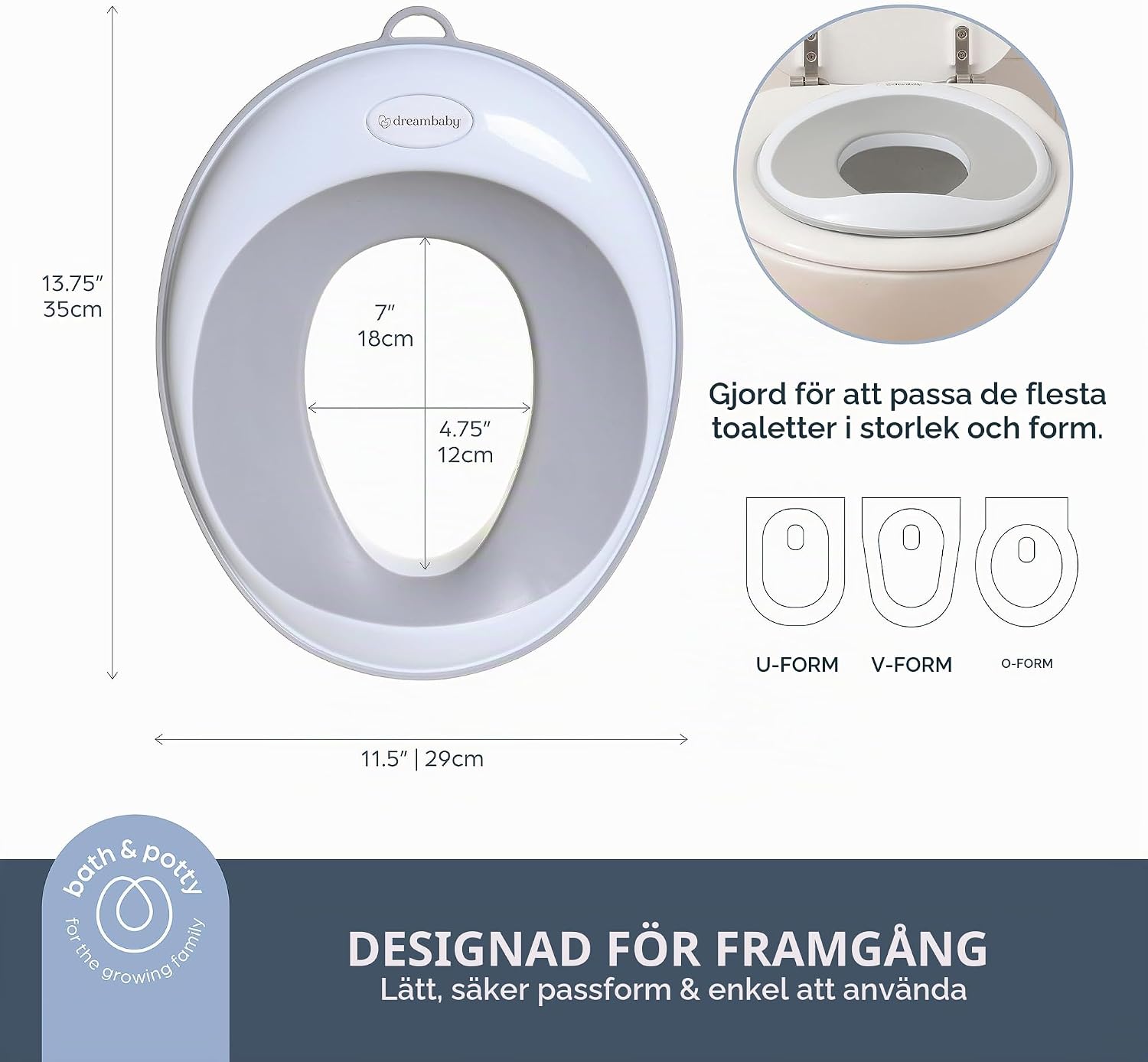 Detalle 2 de Dreambaby EZY potträningssits – grå, mjuk sits med halkfri undersida