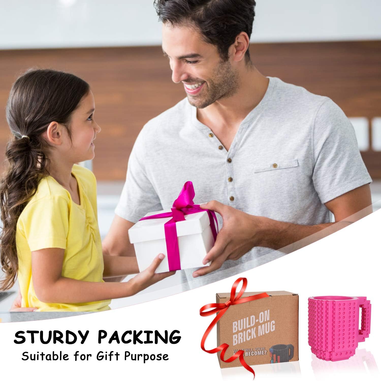 Thumbnail 6 de Sinnsally MKB771 Build-On Brick Mug, Pink, 450 ml, Building-Block Surface