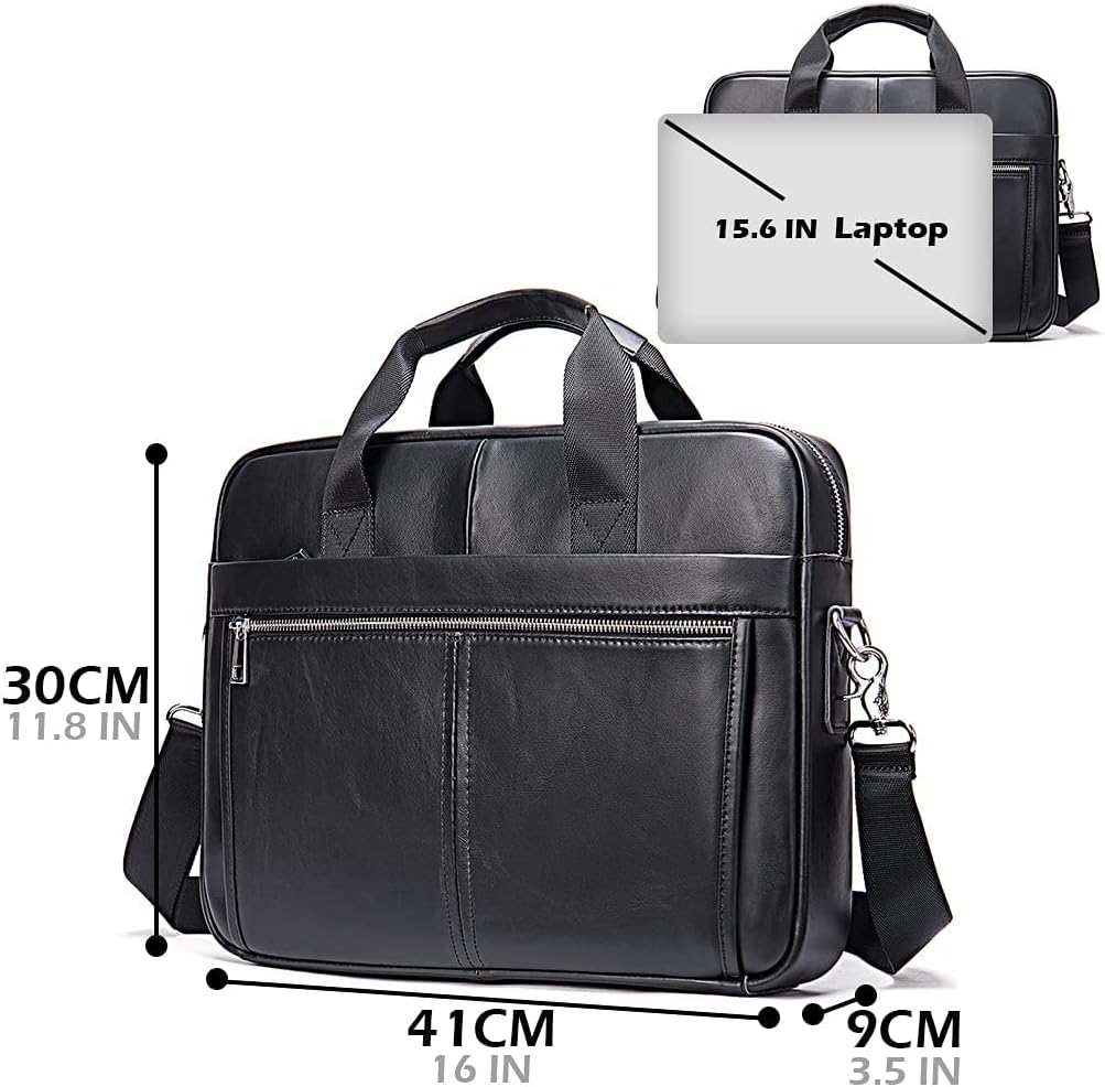 Thumbnail 4 de SPAHER Borsa Porta PC 15,6" in vera pelle da 24 ore, ventiquattrore uomo con tracolla e scomparto imbottito