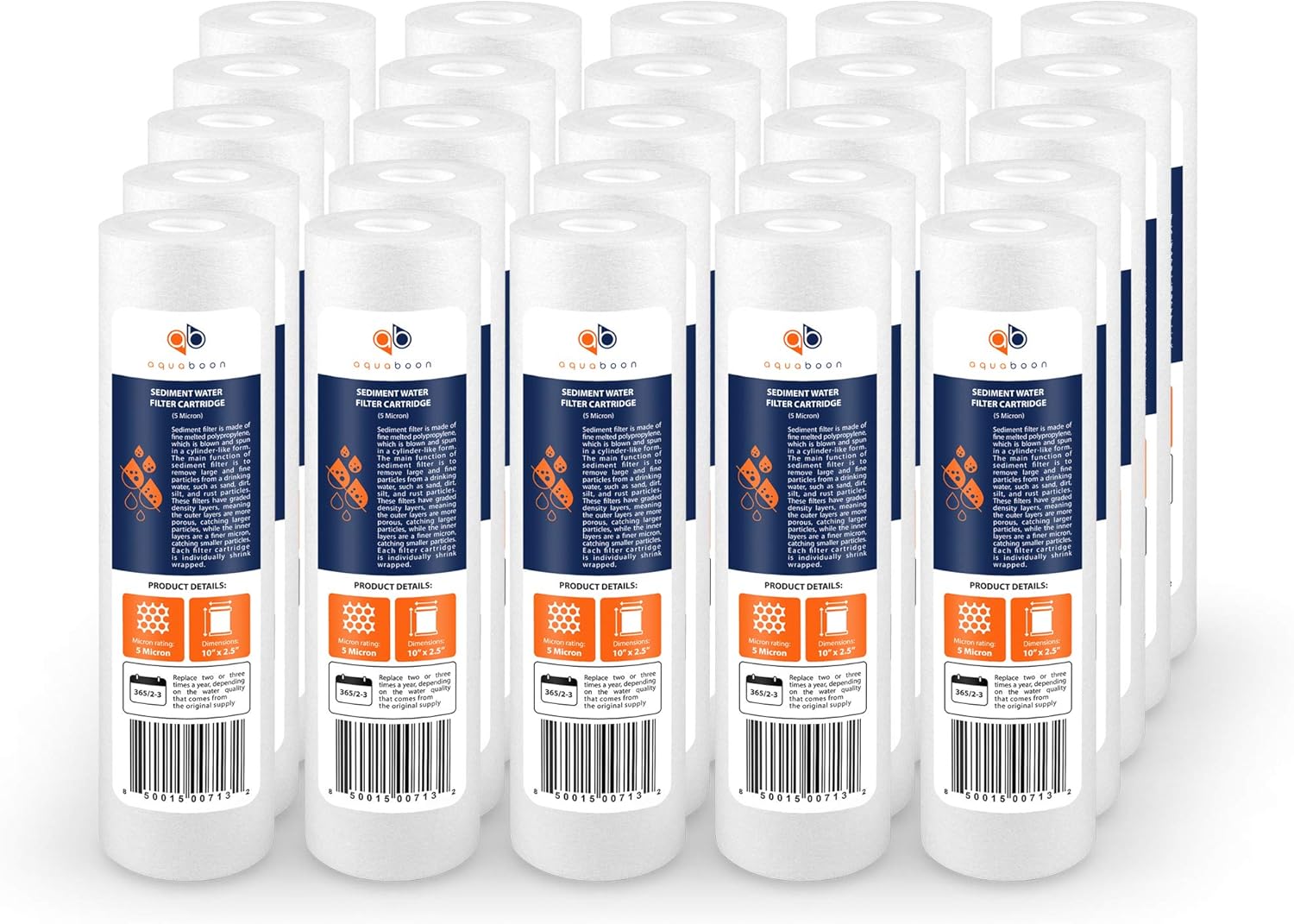 Aquaboon 5 Micron 10x2.5 Sediment Filter 25-Pack
