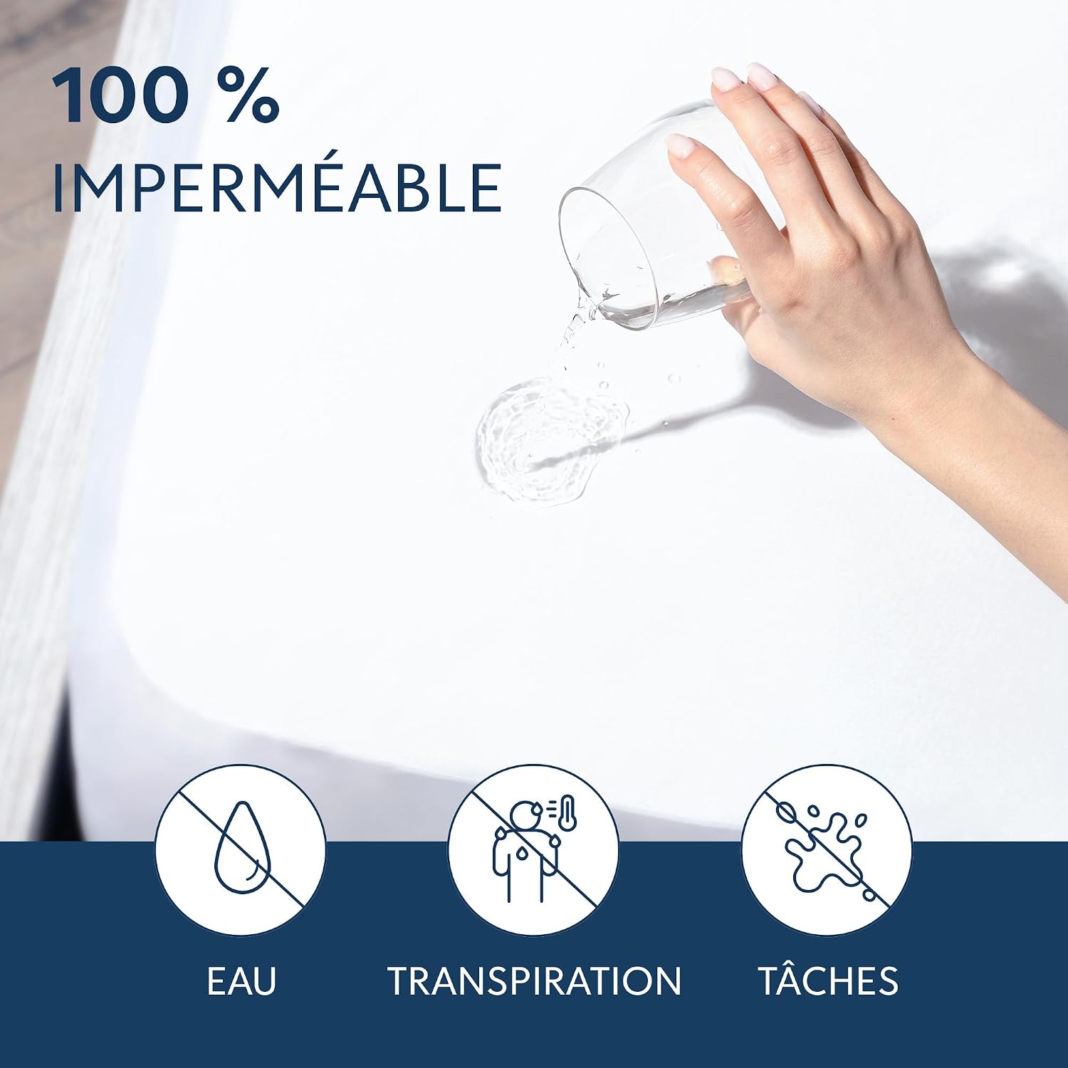 Detalle de Dreamzie Protege Matelas 150x190 cm — Imperméable, Respirant et Confortable