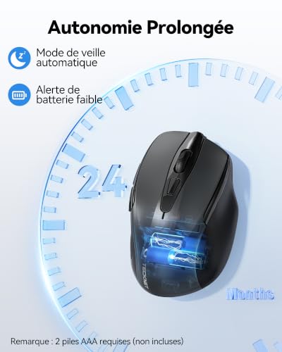 Detalle 1 de TECKNET Souris sans fil 2,4 GHz, 2 600 DPI réglables et clic silencieux