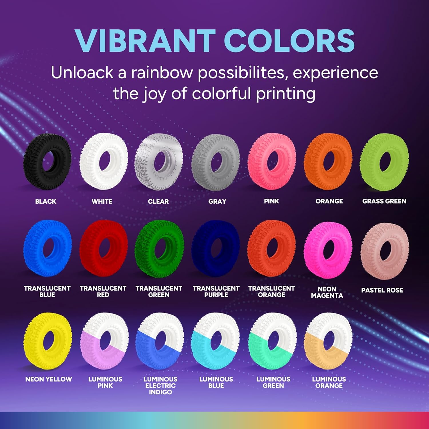 Thumbnail 5 de Overture TPU High Speed Filament 1.75mm 95A – Luminous Electric Indigo (HS TPU)