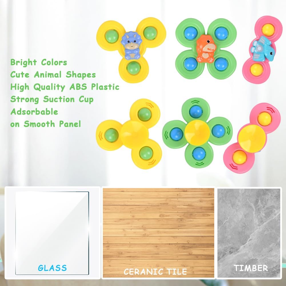 Thumbnail 3 de Ainiv 3PCS Suction Cup Spinner Toy – Colourful Baby Rattle & Spin Toys for 1+ Year Olds