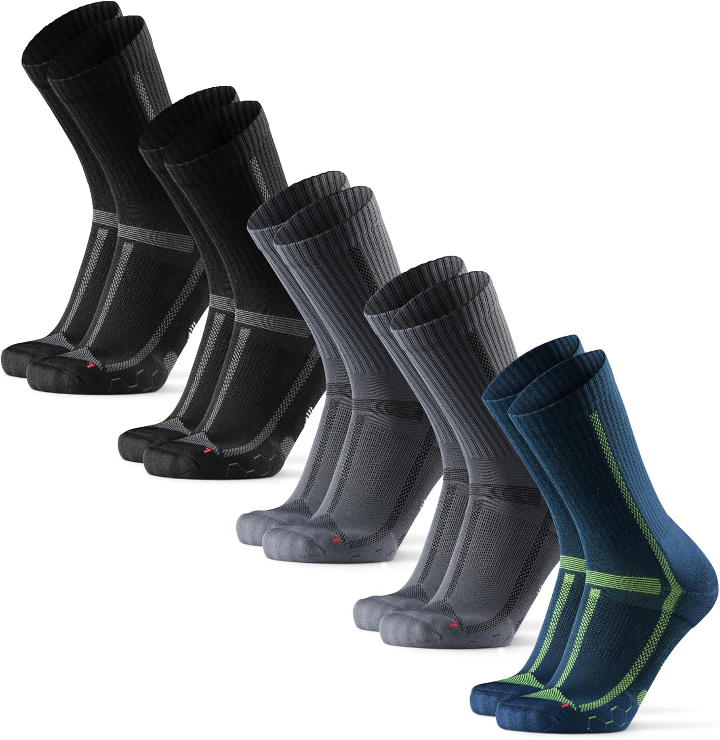 Detalle de DANISH ENDURANCE Crew Laufsocken – Halbhoch, atmungsaktiv, leichte Kompression (3er & 5er Pack)