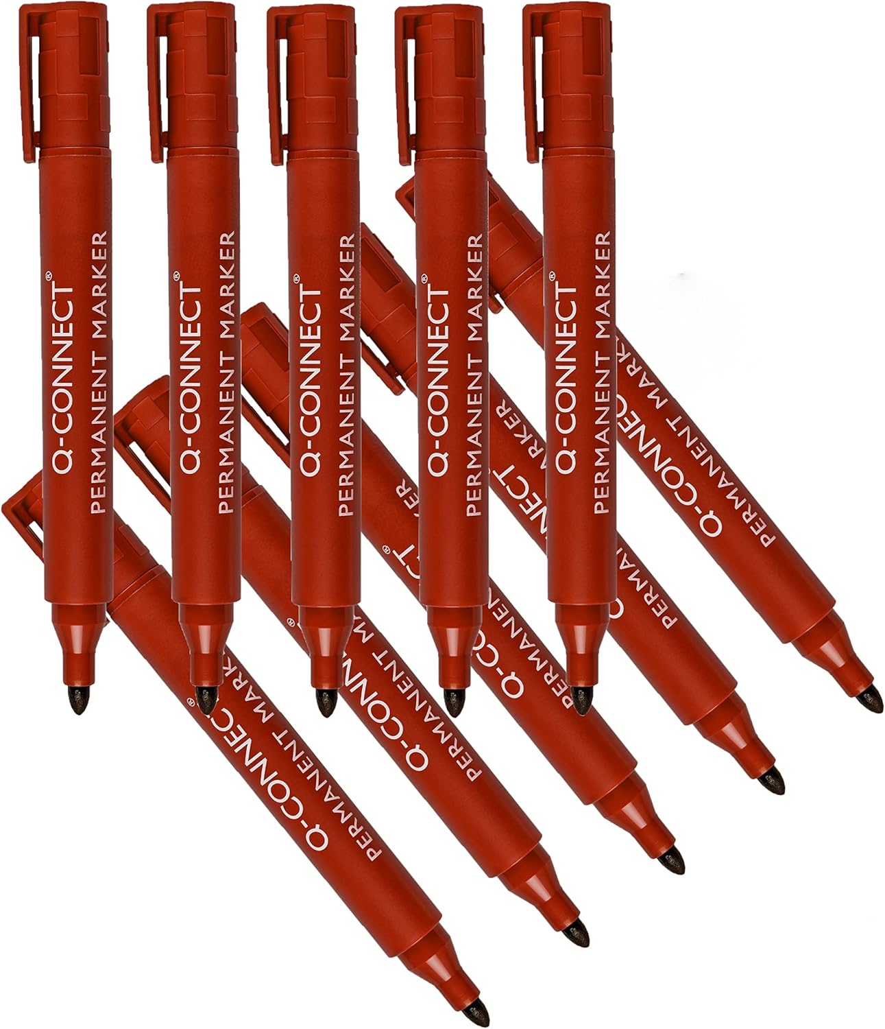 Detalle 2 de Q-Connect Bullet Tip permanentpenna, svart, vattenfast bläck, 10-pack