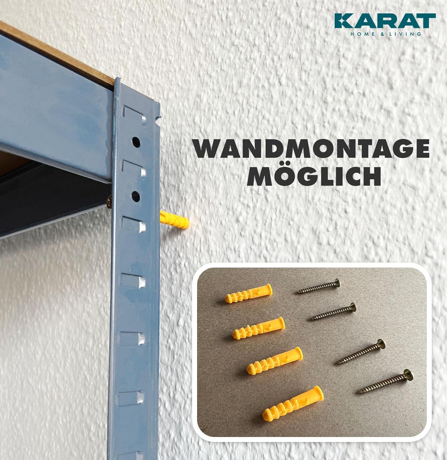 Thumbnail 6 de KARAT Schwerlastregal, 2er Set, 50 x 100 x 200 cm – 5 verstellbare Böden, Grau