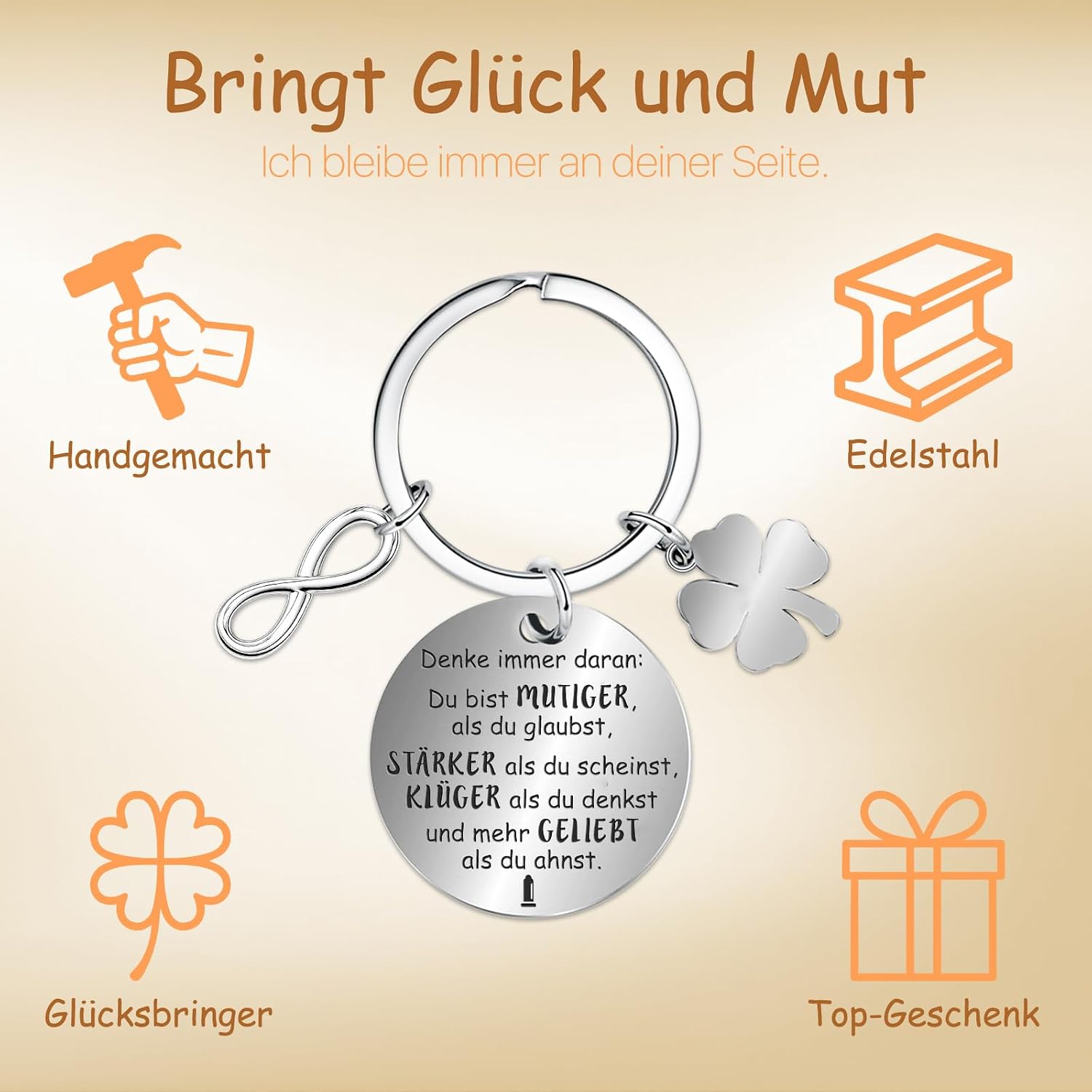 Detalle 2 de Farbeele Positive Eule & Glücksbringer-Schlüsselanhänger – Handgefertigtes Mutmacherset